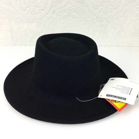 Vintage black 100% wool crushable hat bling cross boho western adult medium - Picture 12 of 13